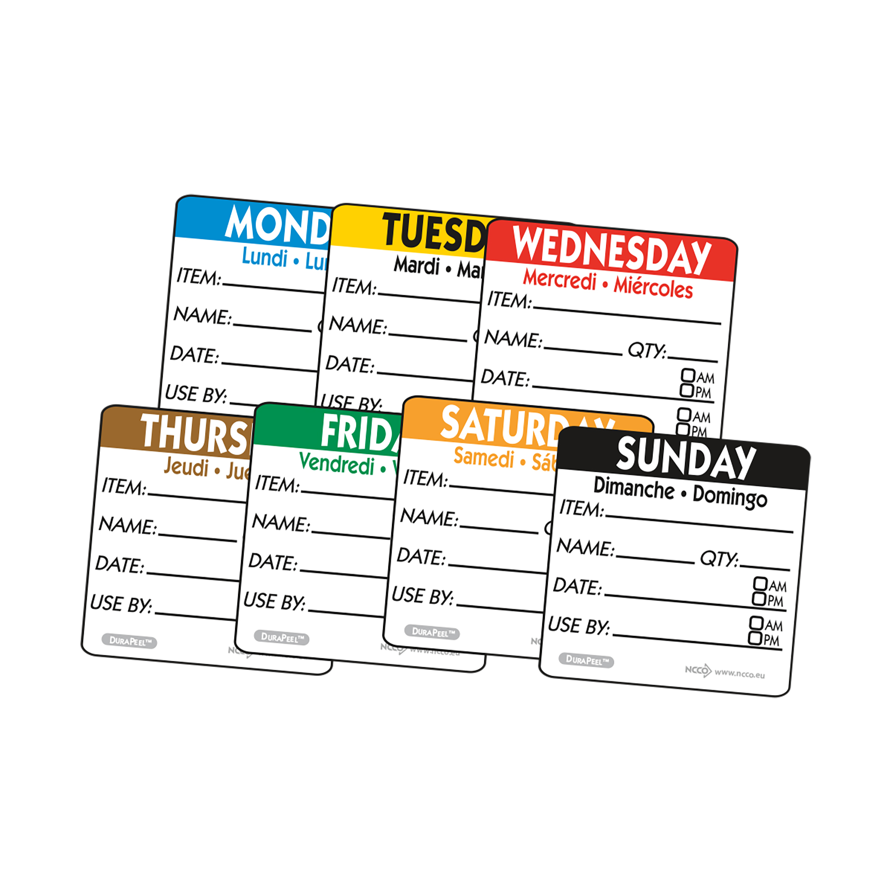 50mm (2") Trilingual Item/Date/Use By DuraPeel™ Labels