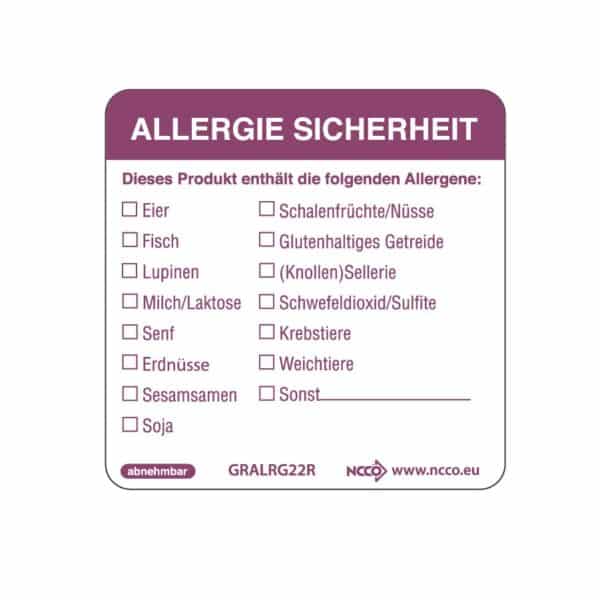 50mm (2") German Peel-Off Allergen Alert Labels